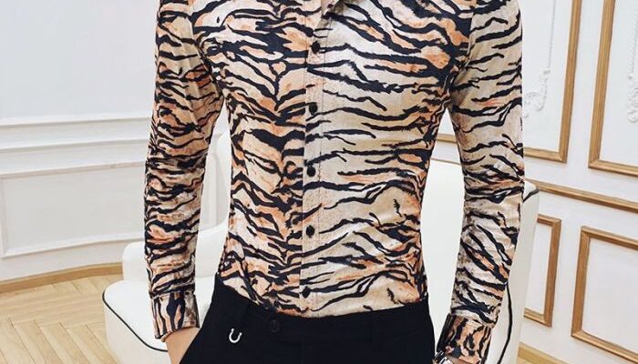 Animal print dress shirt men