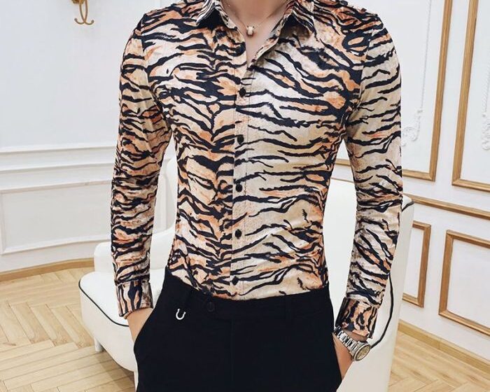 Animal print dress shirt men