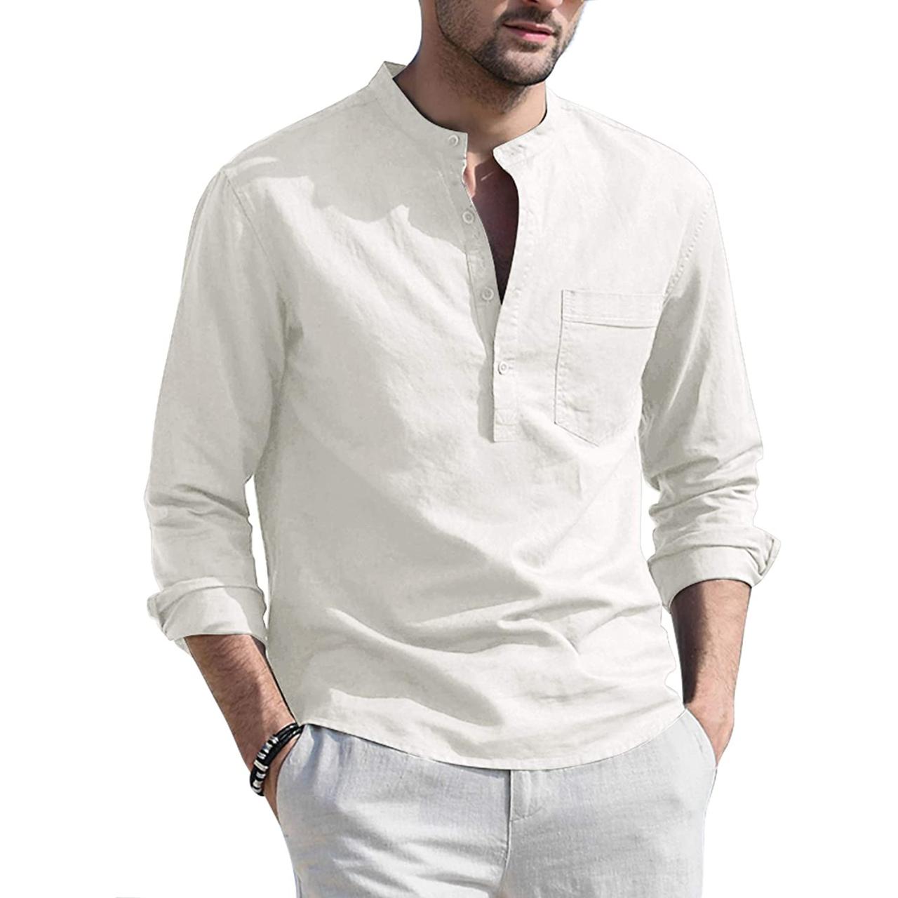 Collarless mens dress shirts